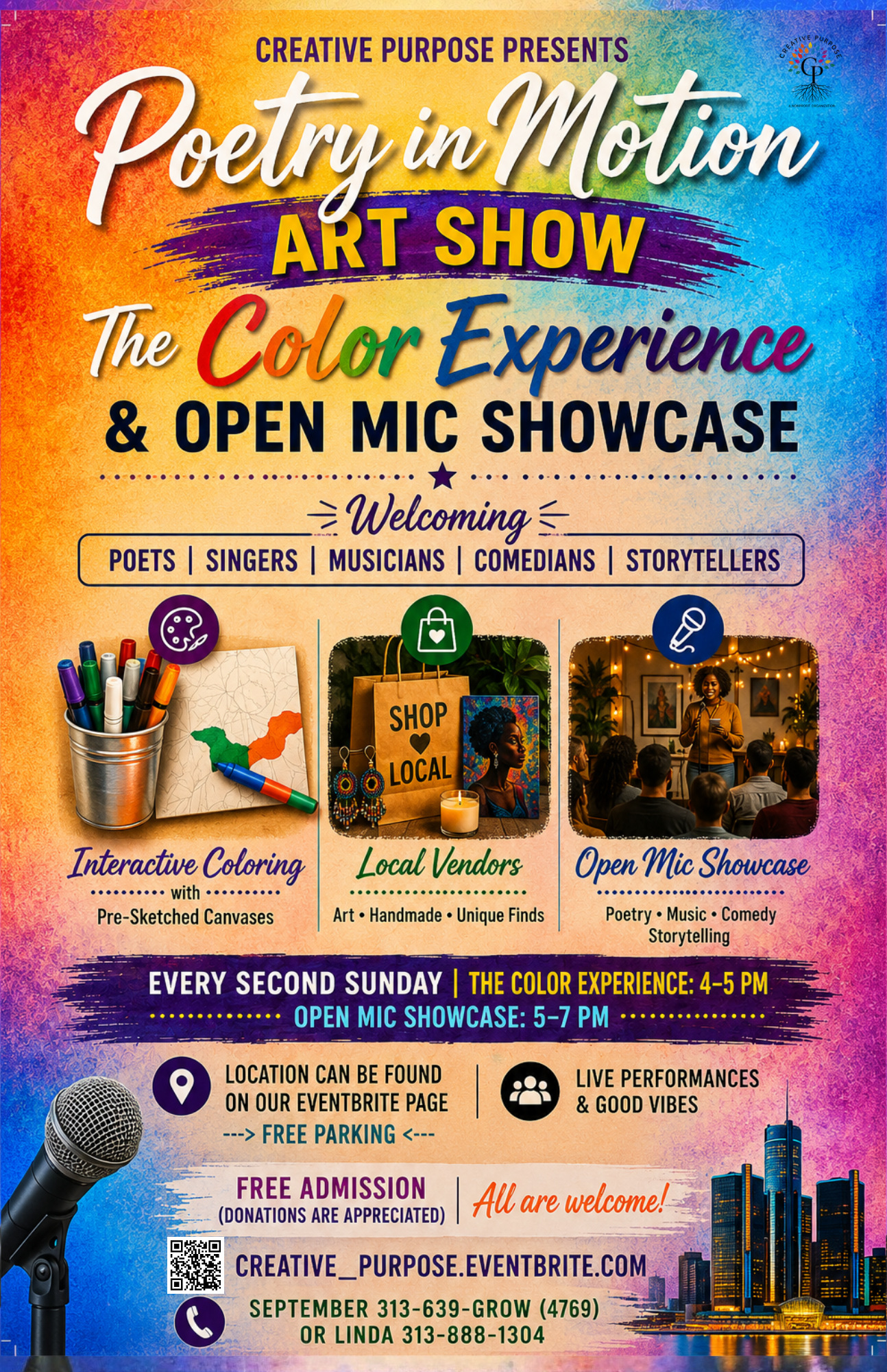 The Color Experience & Open Mic Showcase event flyer